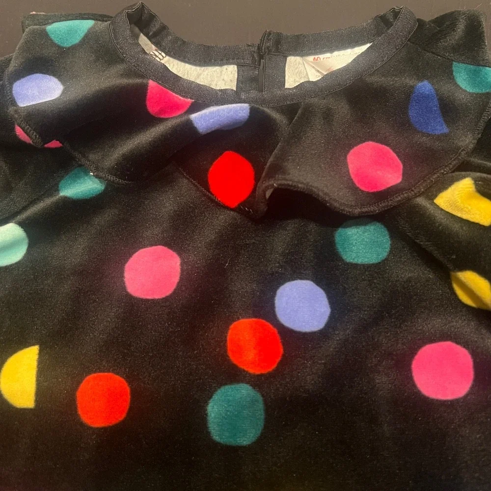 Hanna Andersson‎ Black Velour Party Dress- Velvet Confetti - Size 3-6 Months